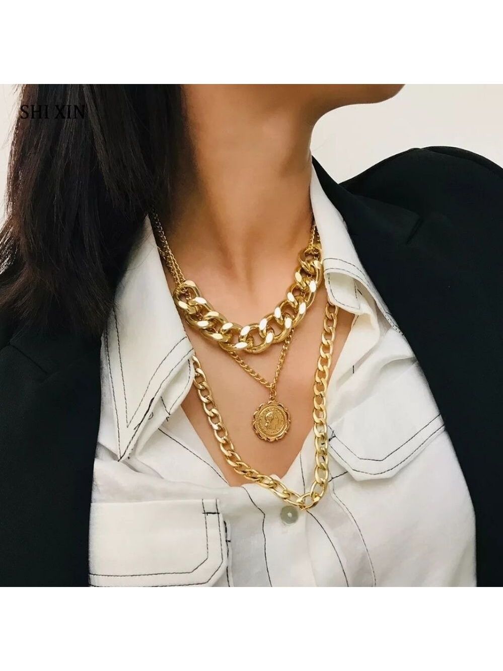 Multi Layer Chain Necklace - Picture 1 of 6